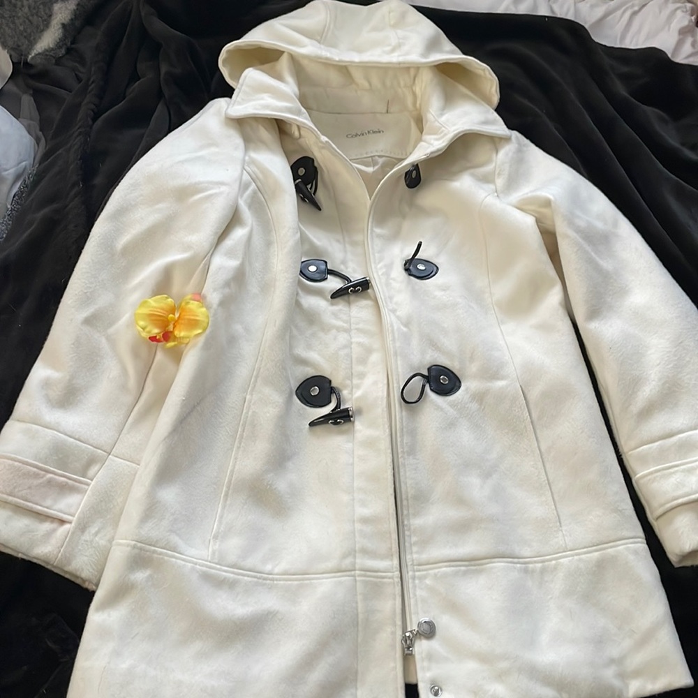 *Sold* Calvin Klein White Pea Coat - Picture 2 of 9